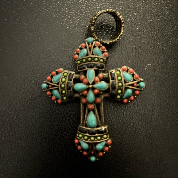 2x3 Aztec/Native-style Cross Pendant - Picture 2 of 6
